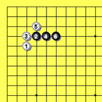 Fig.2e.gif: Joseki ohne Vorgabe, Weiß oben (3,5)