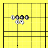 Fig.2g.gif: Joseki ohne Vorgabe, Weiß oben (4,5)