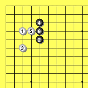 Fig.2j.gif: Joseki ohne Vorgabe, Weiß seitl.(3,4)